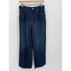 Anthropologie Pilcro The Annie Wide Leg Med Wash Denim Jeans Size 29 High Waist